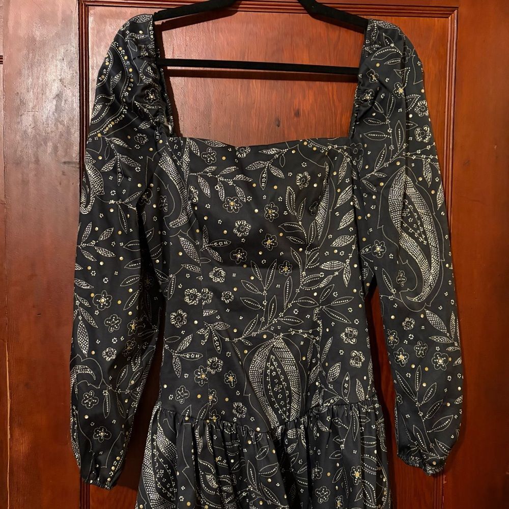 Maeve Long-Sleeve Square-Neck Drop-Waist Mini Dress - NWOT - Size Medium - Picture 4 of 8